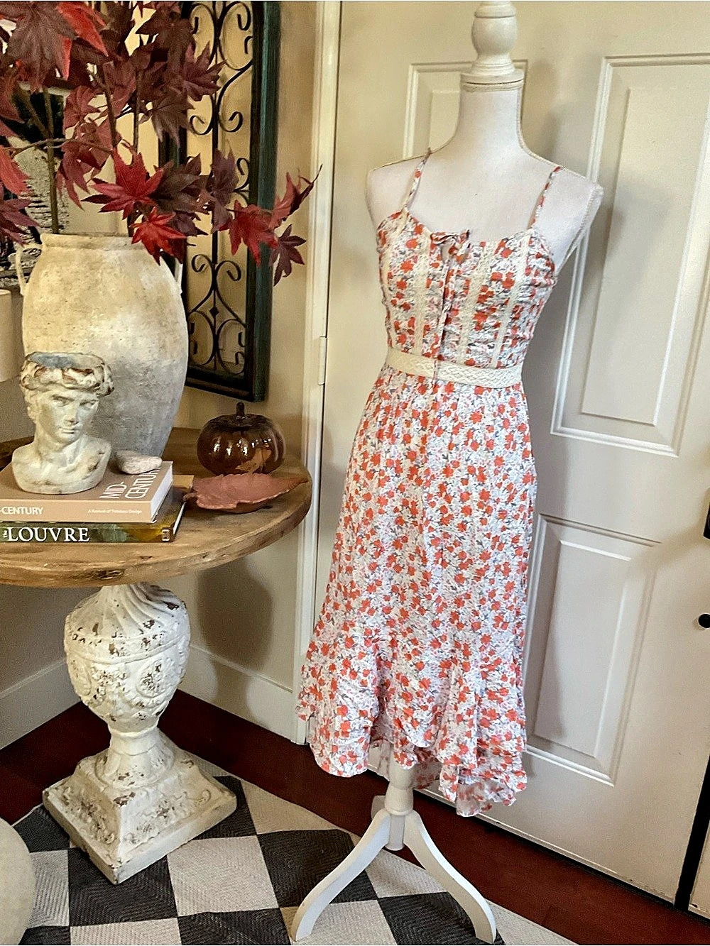 Japna  Floral Ruffle Midi Dress Size Small